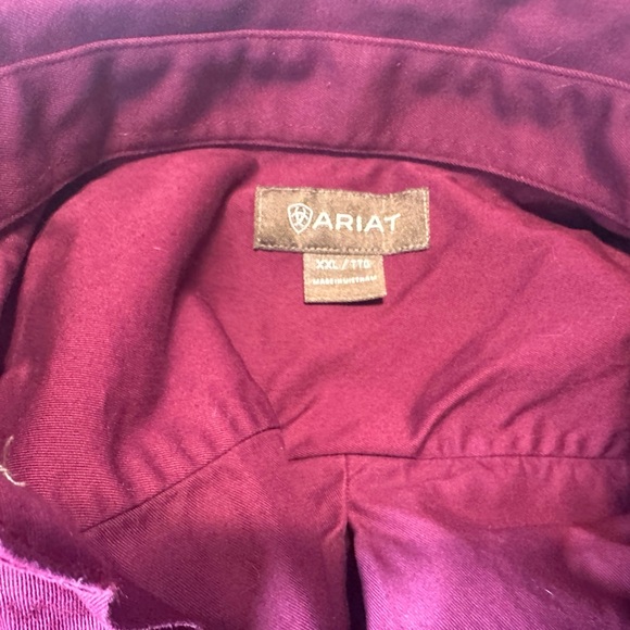 ARIAT Solid Twill Classic Fit Burgundy Long Sleeve Button Up Shirt Size XXL - Picture 6 of 8